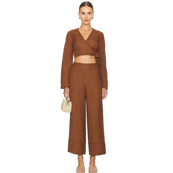 SIMKHAI Hailey Wrap Crop Crochet Trim Top Small - Picture 6 of 10